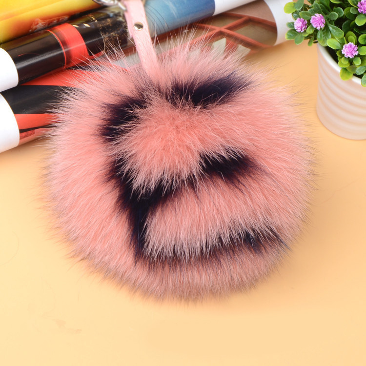 Fox Fur Pompoms Pendant Bag Charm with Letters 890 love E