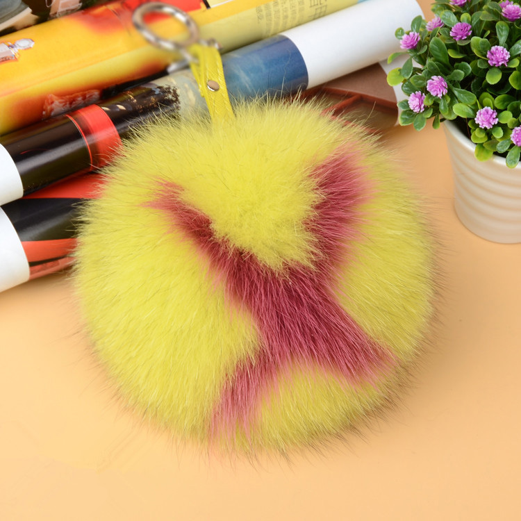 Fox Fur Pompoms Pendant Bag Charm with Letters 890 love X