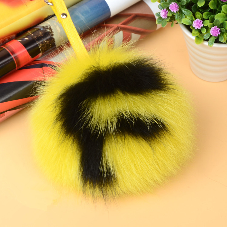 Fox Fur Pompoms Pendant Bag Charm with Letters 890 love F
