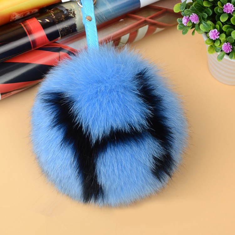 Fox Fur Pompoms Pendant Bag Charm with Letters 890 love H