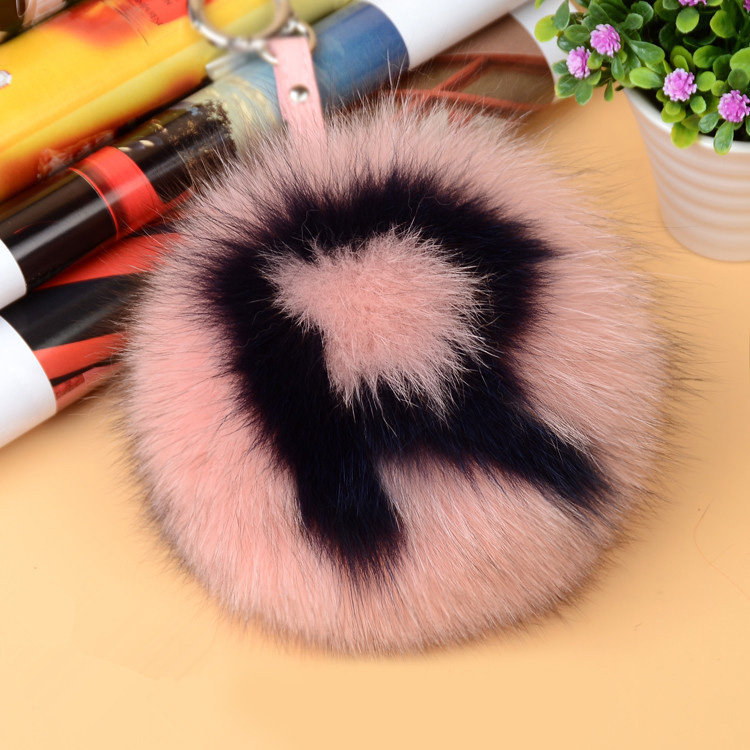 Fox Fur Pompoms Pendant Bag Charm with Letters 890 love R