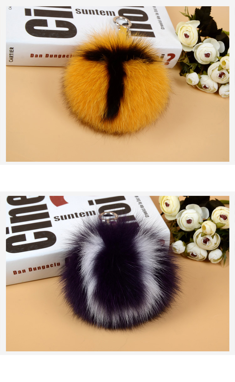 Fox Fur Pompoms Pendant Bag Charm with Letters 890 love TU