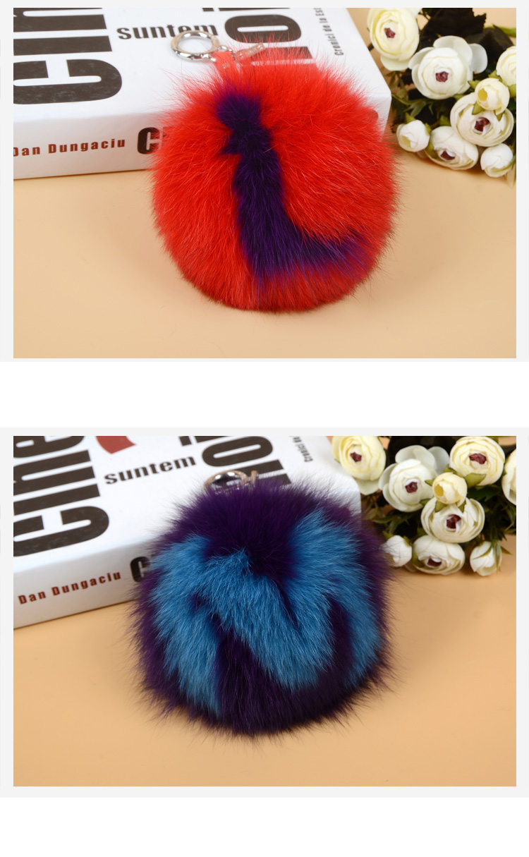Fox Fur Pompoms Pendant Bag Charm with Letters 890 love LM