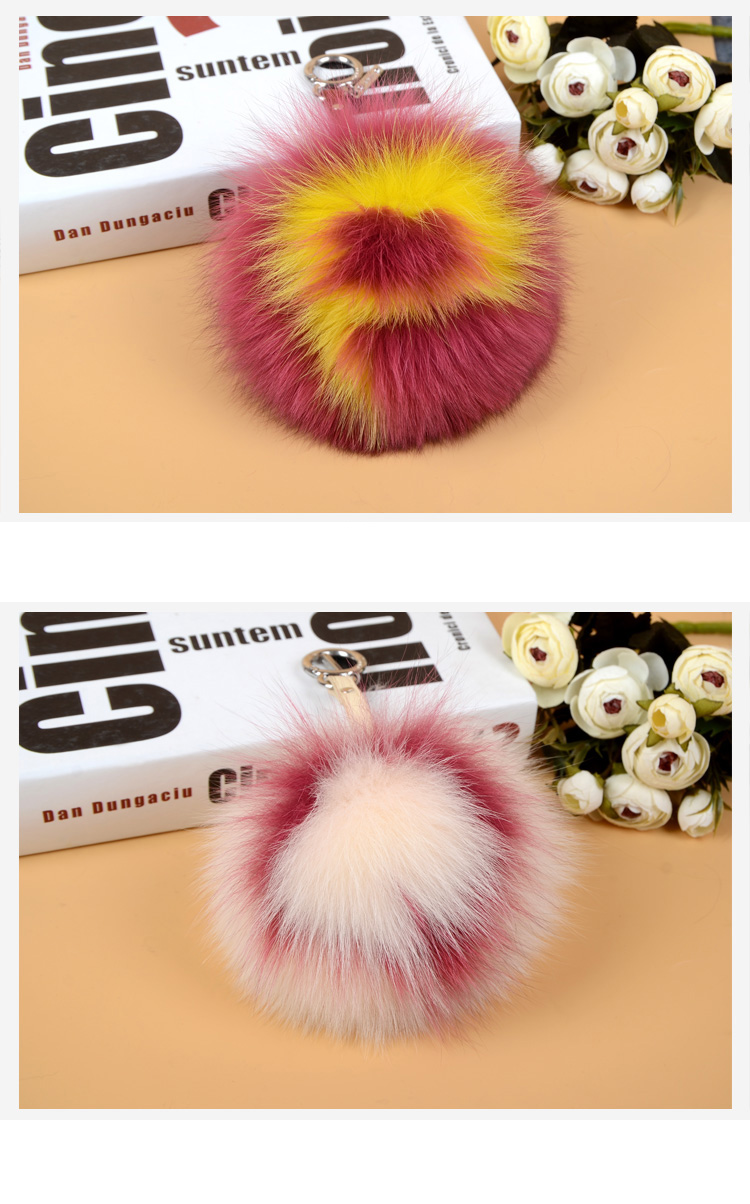 Fox Fur Pompoms Pendant Bag Charm with Letters 890 love PQ