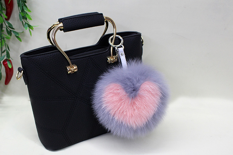 Fox Fur Pompoms Pendant Bag Charm 894 Details 1