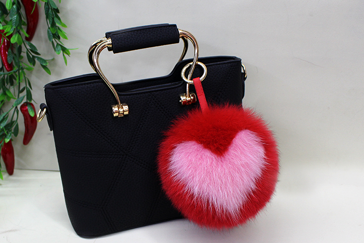 Fox Fur Pompoms Pendant Bag Charm 894 Details 2