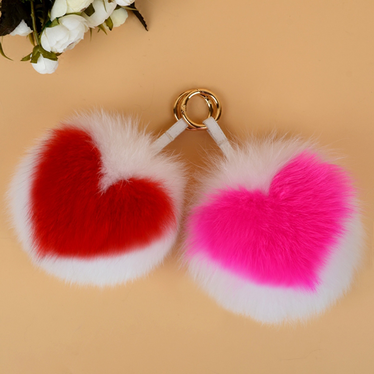 Fox Fur Pompoms Pendant Bag Charm 895 Details 1