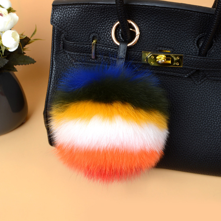 Fox Fur Pompoms Pendant Bag Charm - Multicolored 896 Details 1