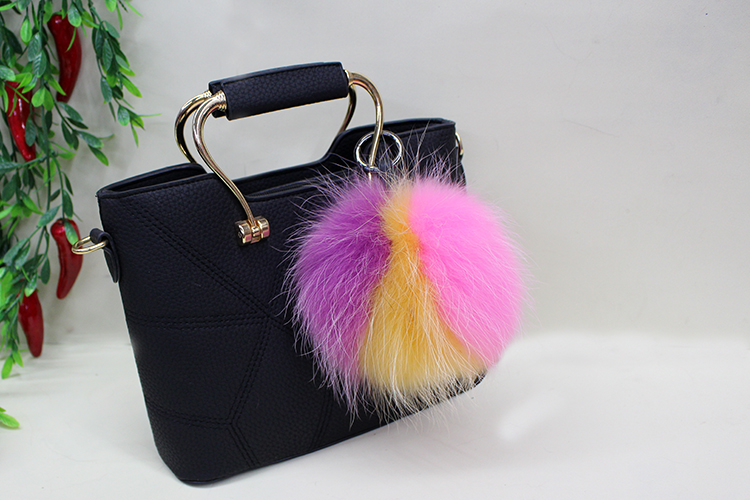 Fox Fur Pompoms Pendant Bag Charm - Multicolored 898 Details 2