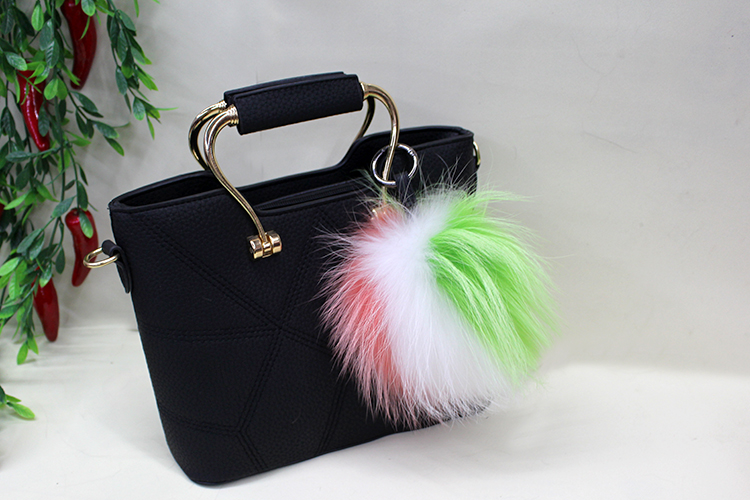 Fox Fur Pompoms Pendant Bag Charm - Multicolored 898 Details 1