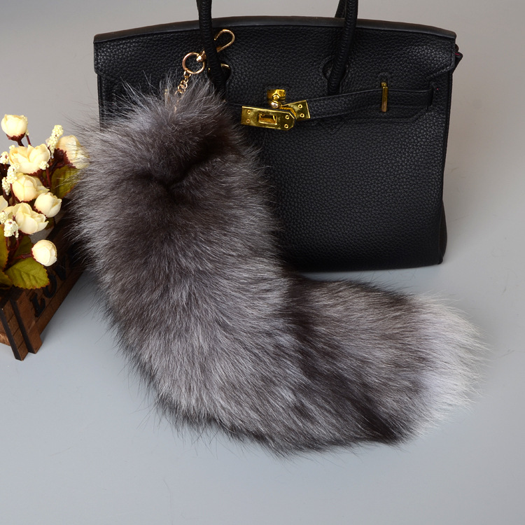 Fox Fur Tail Pendant Bag Charm 903 Details 1