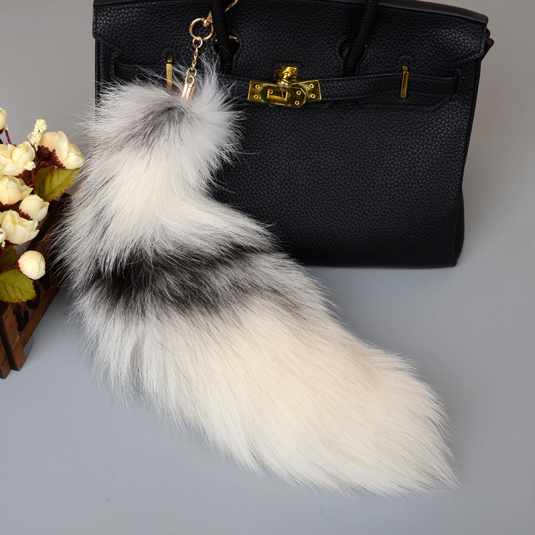 Fox Fur Tail Pendant Bag Charm 904 Details 2