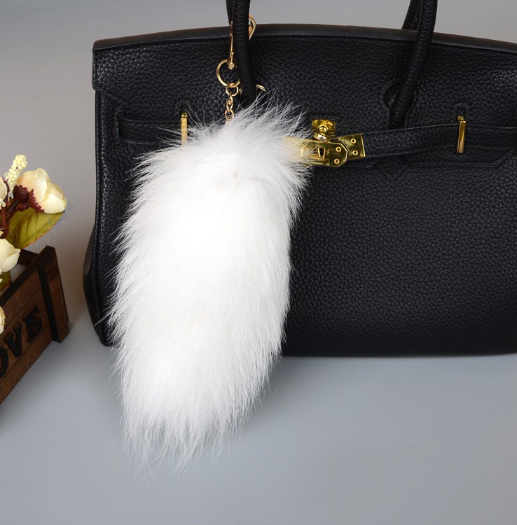 Fox Fur Tail Pendant Bag Charm 905 Details 3