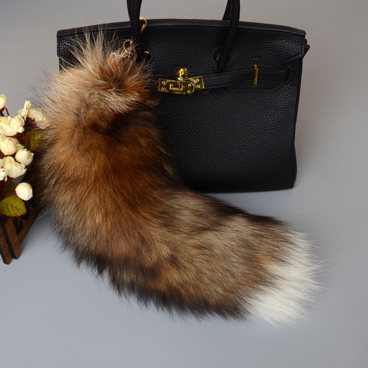 Fox Fur Tail Pendant Bag Charm 906 Details 2