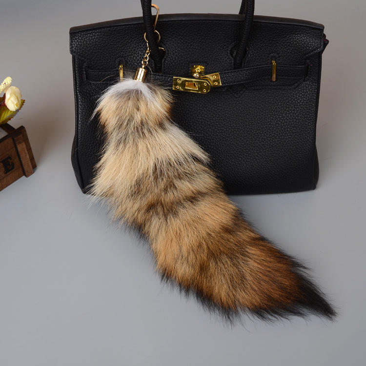 Fox Fur Tail Pendant Bag Charm 906 Details 1