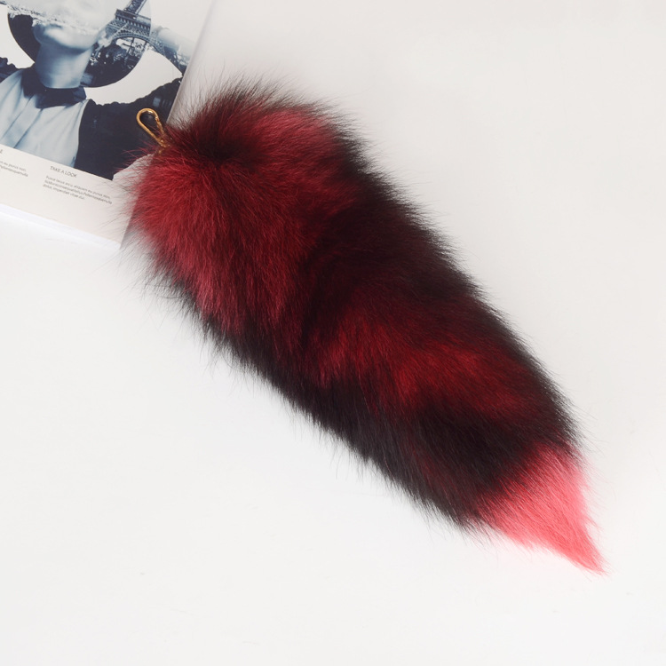 Fox Fur Tail Pendant Bag Charm 908 Details 2