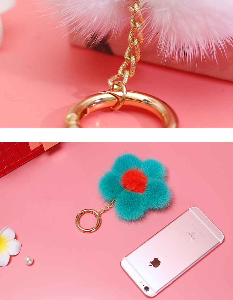 Mink Fur Floral Pendant Bag Charm 899 Details 17