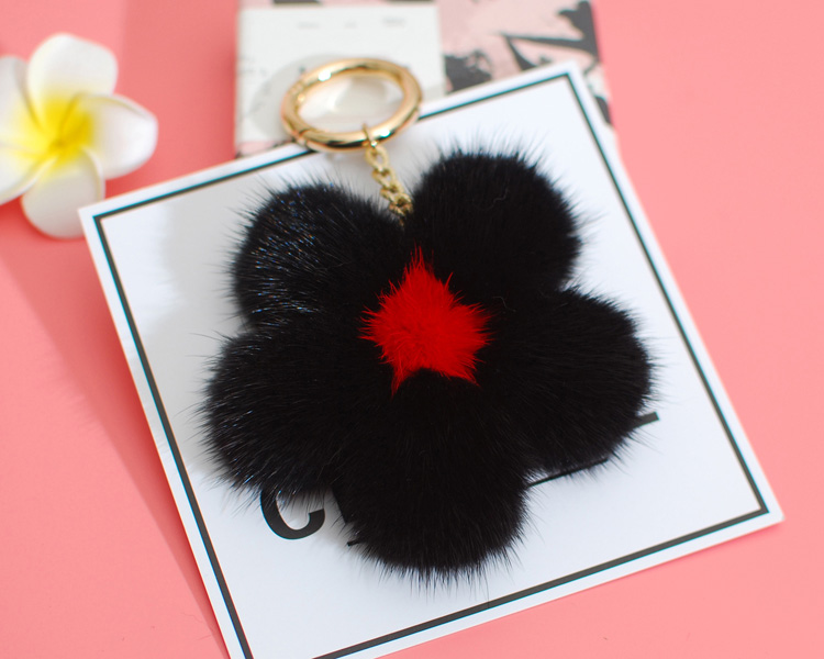 Mink Fur Floral Pendant Bag Charm 899 Details 2