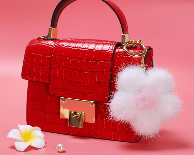 Mink Fur Floral Pendant Bag Charm 899 Details 15