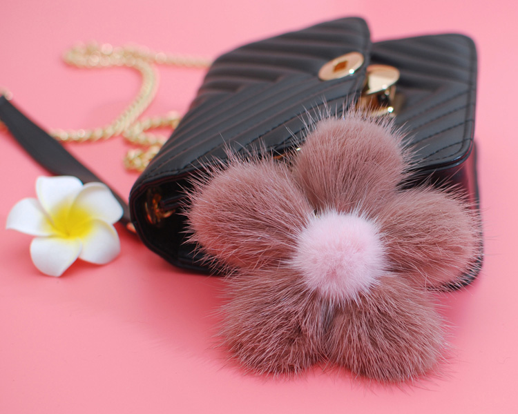 Mink Fur Floral Pendant Bag Charm 899 Details 71