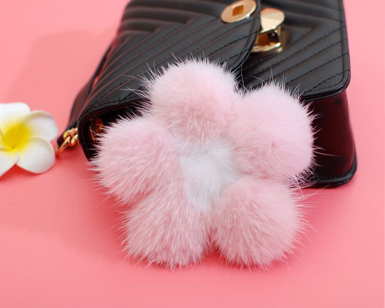 Mink Fur Floral Pendant Bag Charm 899 Details 6