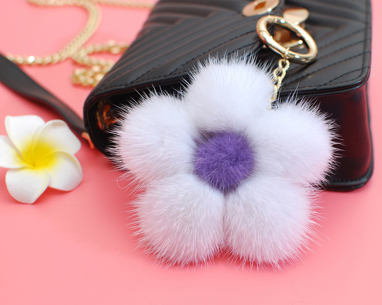 Mink Fur Floral Pendant Bag Charm 899 Details 11