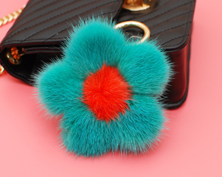 Mink Fur Floral Pendant Bag Charm 899 Details 13
