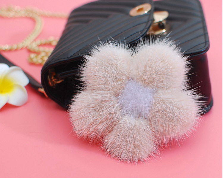 Mink Fur Floral Pendant Bag Charm 899 Details 10