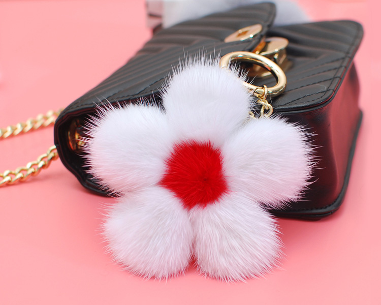 Mink Fur Floral Pendant Bag Charm 899 Details 4