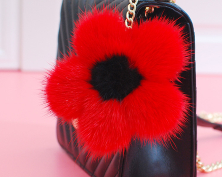 Mink Fur Floral Pendant Bag Charm 899 Details 9