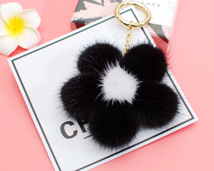 Mink Fur Floral Pendant Bag Charm 899 Details 3