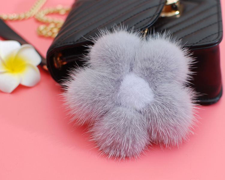 Mink Fur Floral Pendant Bag Charm 899 Details 5