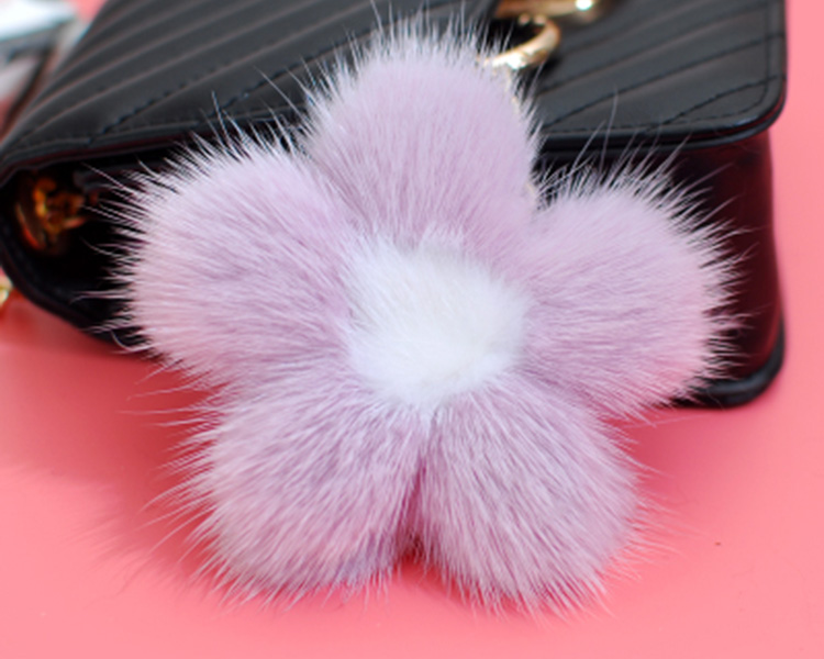 Mink Fur Floral Pendant Bag Charm 899 Details 12