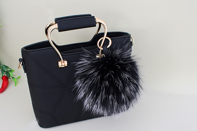 Raccoon Fur Pompoms Pendant Bag Charm 901 Details 16
