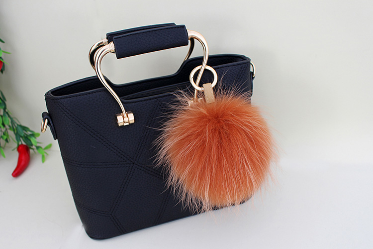Raccoon Fur Pompoms Pendant Bag Charm 901 Details 9