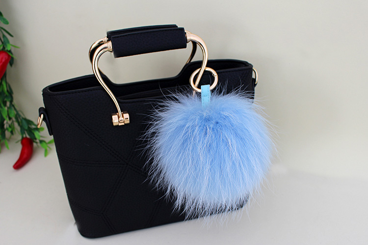 Raccoon Fur Pompoms Pendant Bag Charm 901 Details 14
