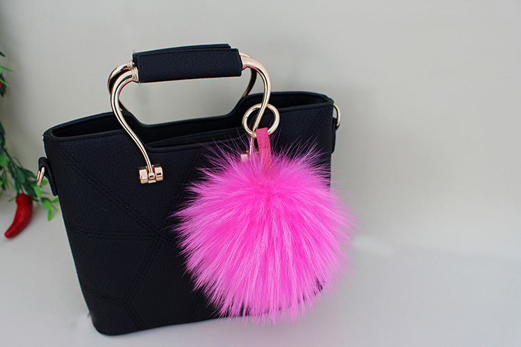Raccoon Fur Pompoms Pendant Bag Charm 901 Details 13