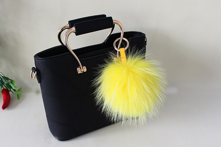 Raccoon Fur Pompoms Pendant Bag Charm 901 Details 5