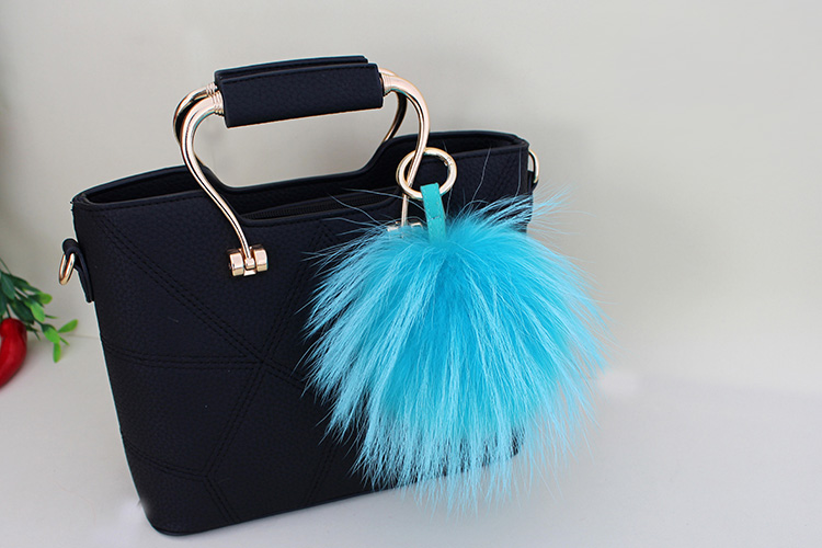 Raccoon Fur Pompoms Pendant Bag Charm 901 Details 15