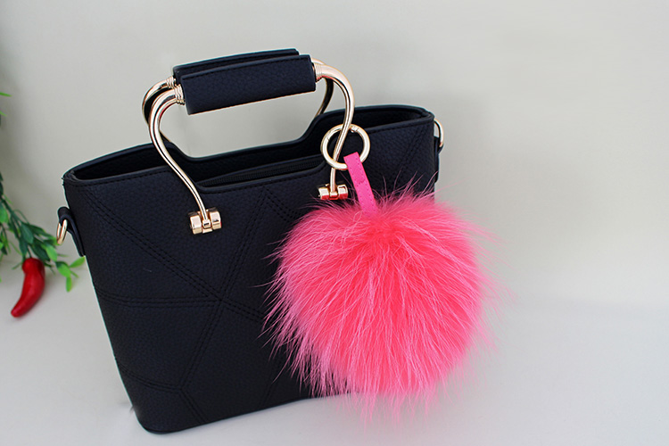 Raccoon Fur Pompoms Pendant Bag Charm 901 Details 12