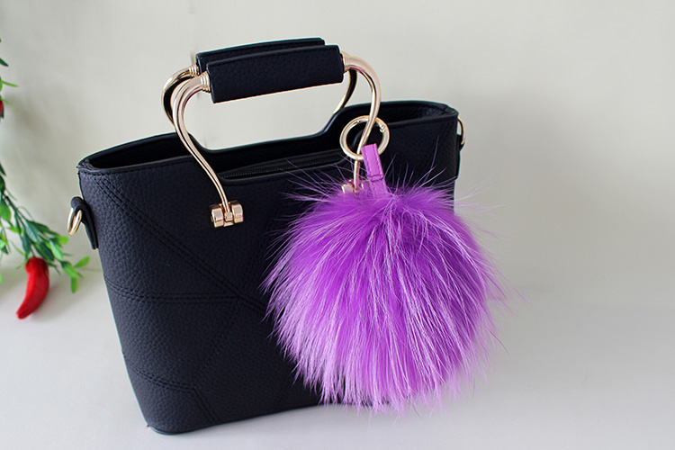 Raccoon Fur Pompoms Pendant Bag Charm 901 Details 7
