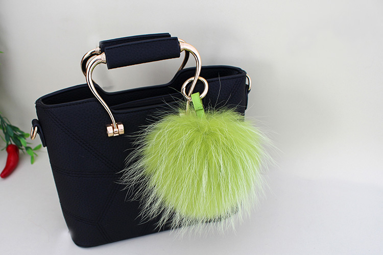 Raccoon Fur Pompoms Pendant Bag Charm 901 Details 11