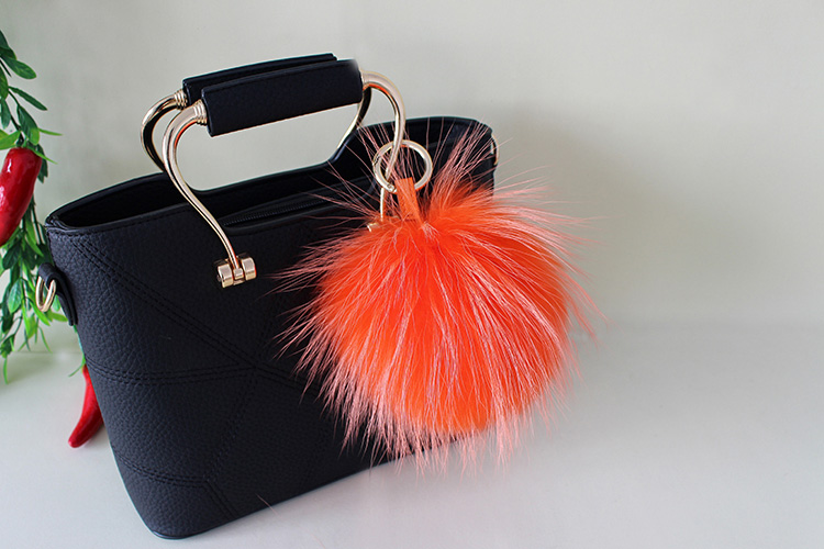 Raccoon Fur Pompoms Pendant Bag Charm 901 Details 4