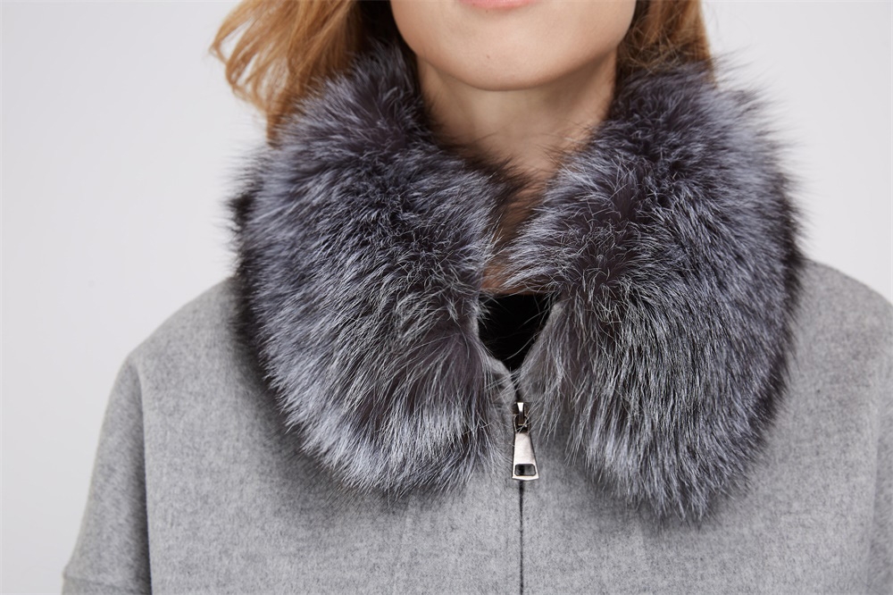 Cashmere Cardigan Cape with Silver Fox Fur Trimming 229 Details 1
