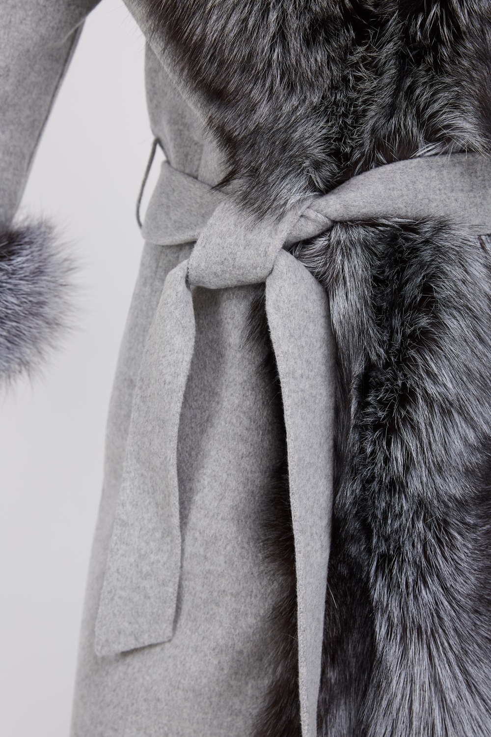 Cashmere Cardigan Jacket with Silver Fox Fur Trimming 230 Details 2