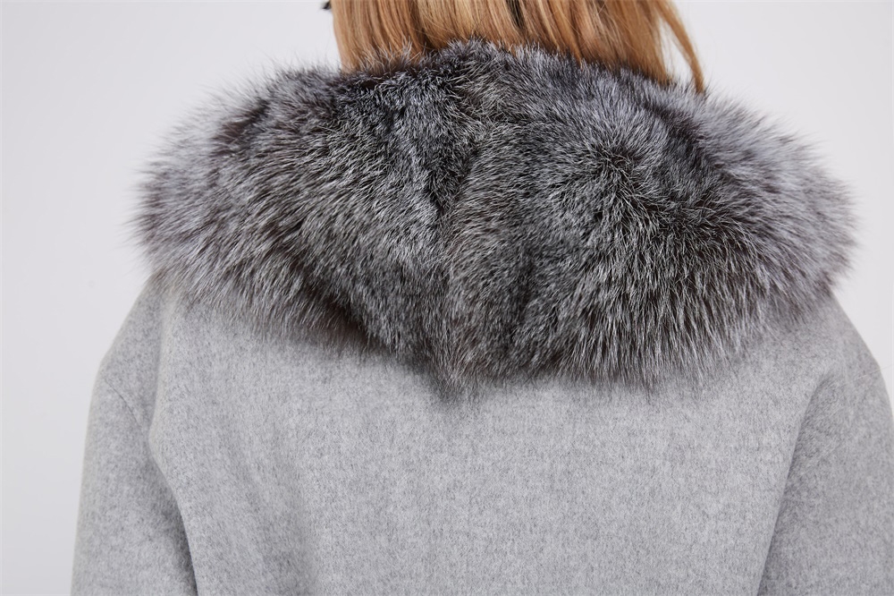 Cashmere Cardigan Jacket with Silver Fox Fur Trimming 230 Details 1