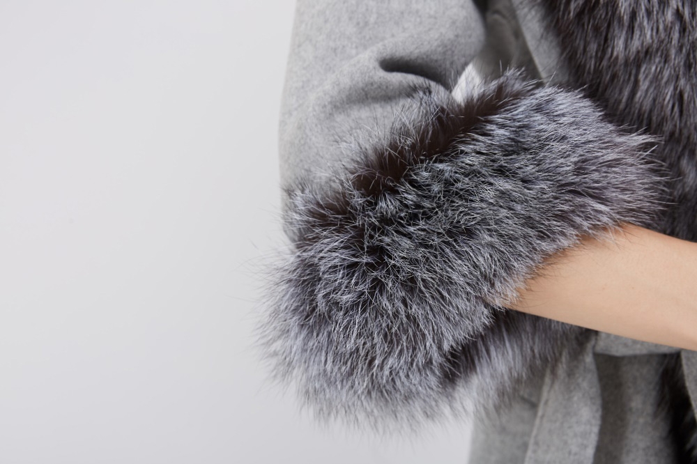 Cashmere Cardigan Jacket with Silver Fox Fur Trimming 230 Details 3