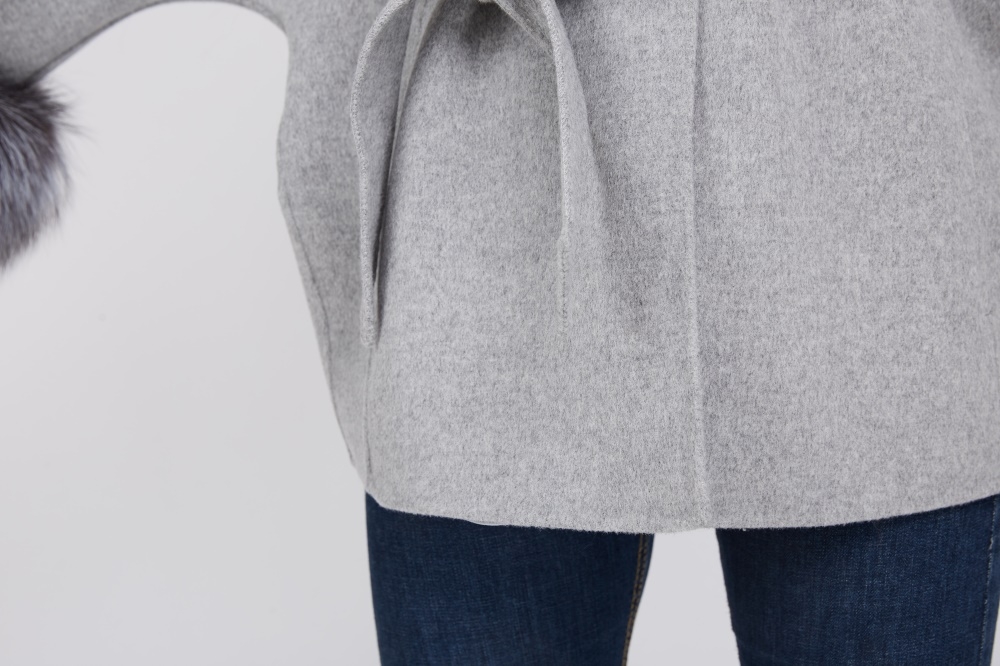 Cashmere Cape Jacket with Silver Fox Fur Trimming 232 Details 5