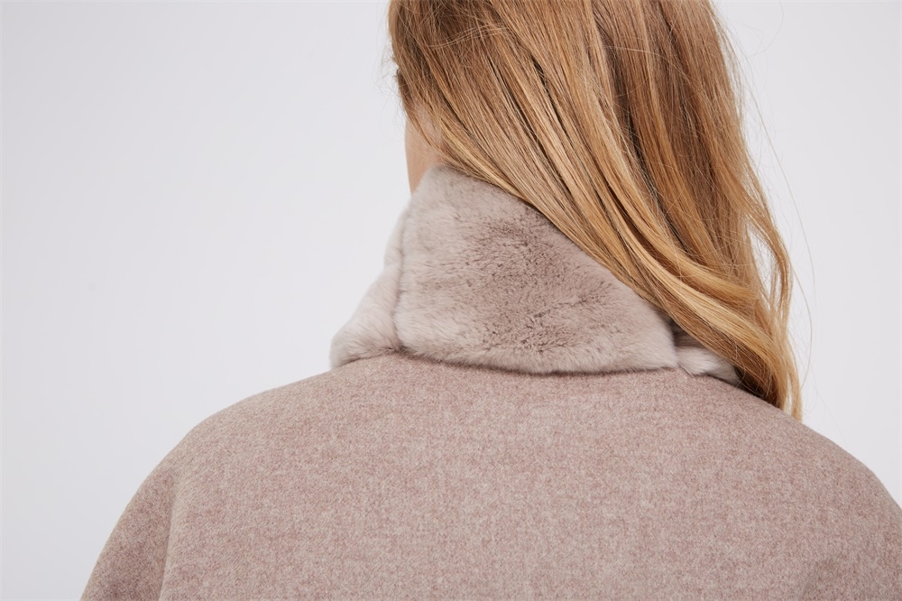 Cashmere Cape with Rex Rabbit Fur Trim 236 Details 2