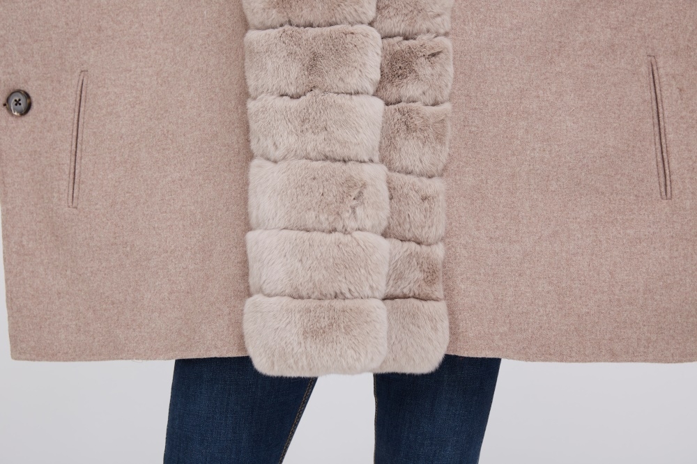 Cashmere Cape with Rex Rabbit Fur Trim 236 Details 4